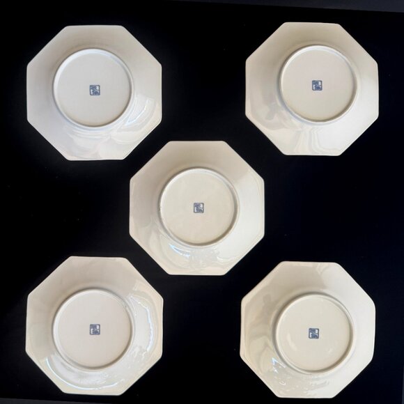 Set of 5 Vintage Otagiri Red Dragon Plates Octagon 7.25" Chinoiserie Japan 1960s - Picture 3 of 7